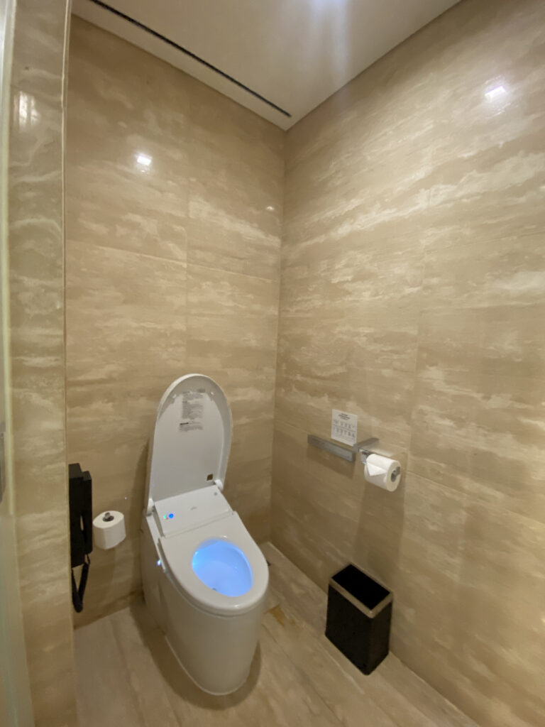 The bidet toilet with its lid automatically opened