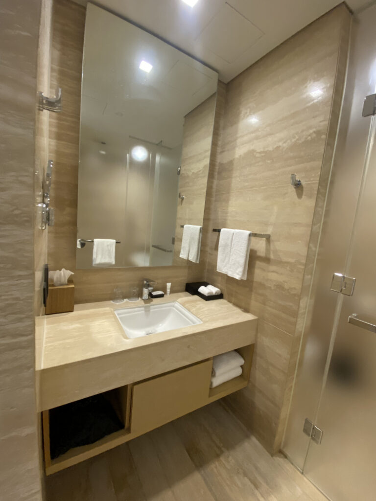 Bathroom overview. Toilet and sink area