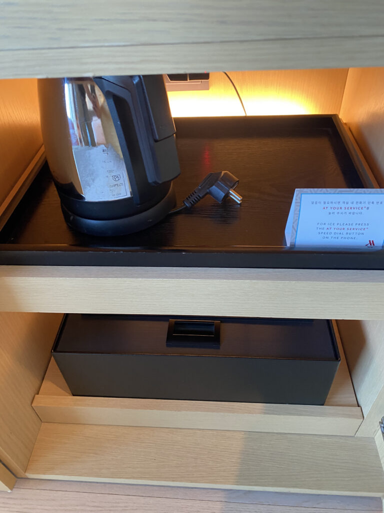 Electric kettle and in-room safe