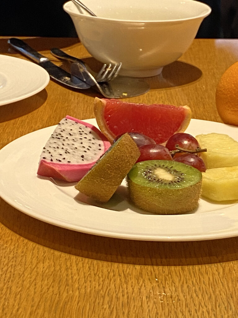 The fruit plate from another angle. The colors are so pretty you photograph it before eating